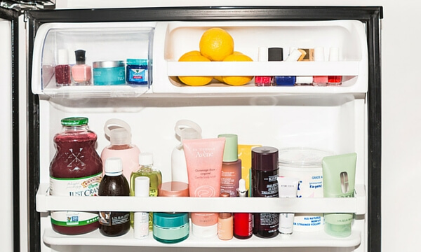 Cosmetic products in the fridge