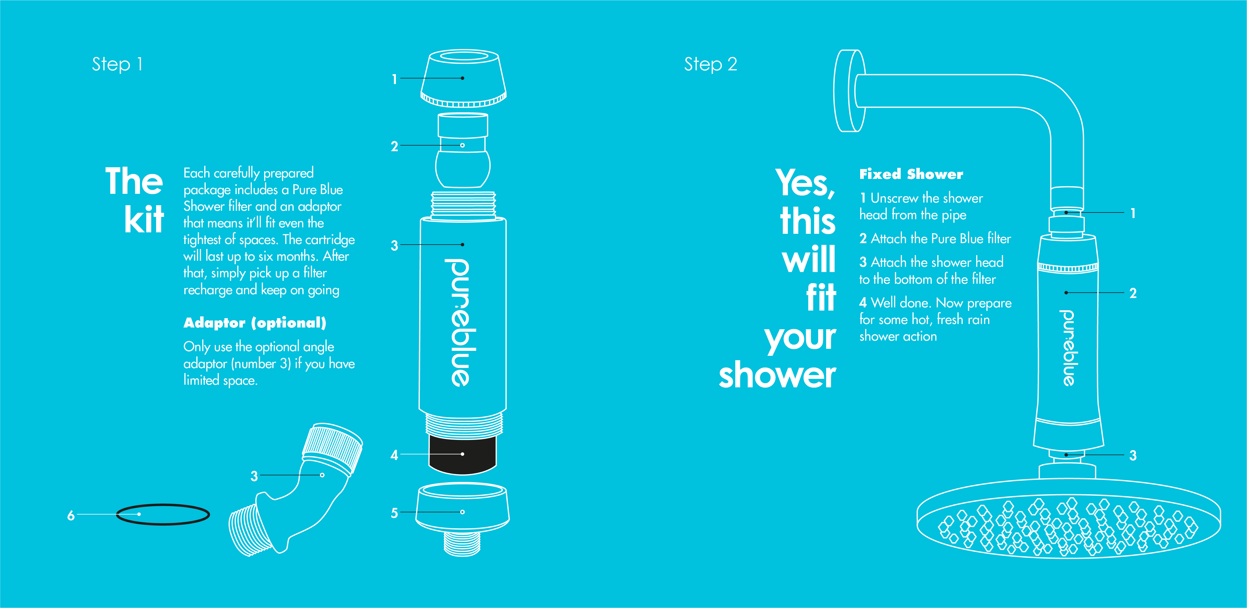 H2O Pure Blue Shower Filter Installation Guide - 2